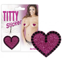 2 Copri capezzoli Adesivi con Strass a Forma di Cuore Nero e Rosa Titty Sticker