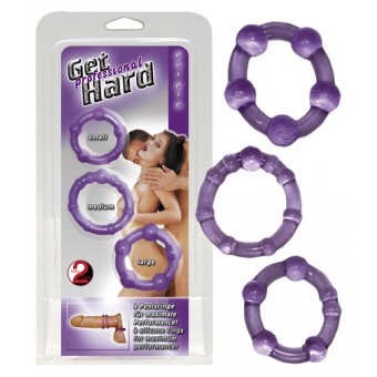 3 Anelli fallici Silicone per pene, Get Hard Purple