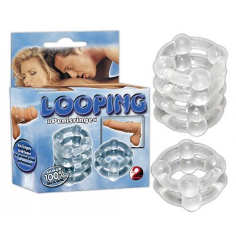 2 Anelli per pene Morbido in Silicone con sfere Looping