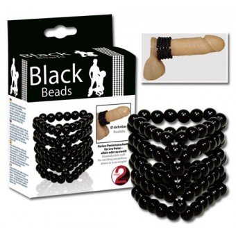 Anello fallico nero, Cockring Black Beads