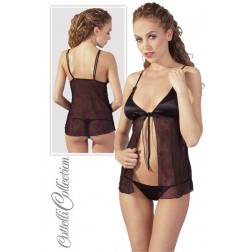 Babydoll in raso Nero Bordeaux Cottelli