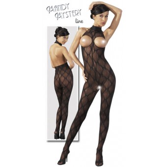 Bodystocking Tutina Aperta seno nudo nera lingerie intimo sexy Taglia Unica