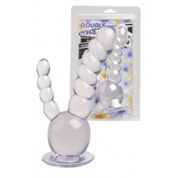 Dildo Plug doppio Anale e Vaginale, in Jelly e Ventosa Clearstone