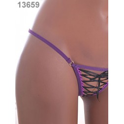 Micro Mini Tanga Perizoma con Laccetti Viola - Taglia Unica