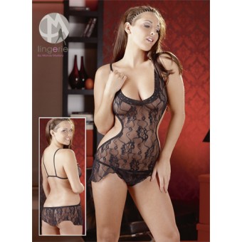 Seducente Set in Pizzo Nero Trasparente - Taglie Varie