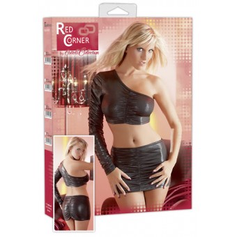 Sexy Top e Minigonna antracite Lucido  TAGLIE VARIE