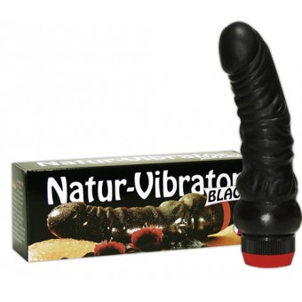 Vibratore Realistico Nero, Natur Vibrator Nero, 17 cm